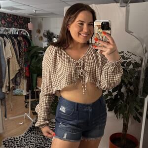 Harley Davidson Distressed Denim Shorts Dark Wash Patches